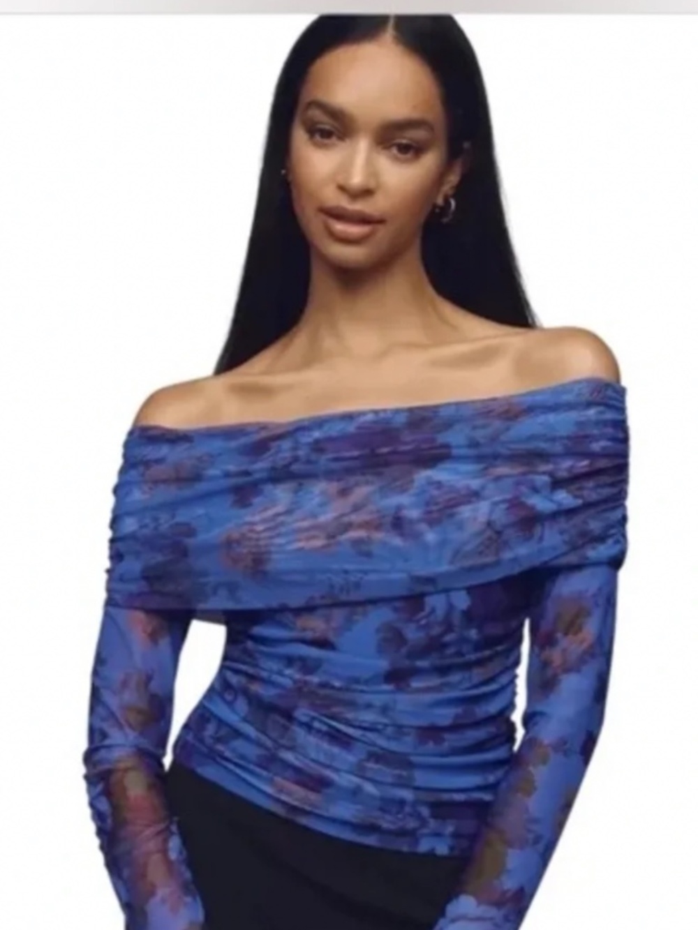 Maeve Anthropologie Long-Sleeve Off-The-Shoulder Sheer Top NWT